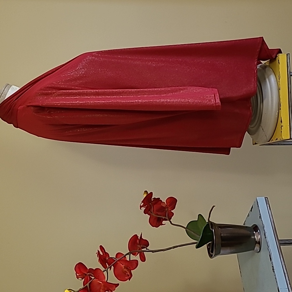 NEW Red Sparkle Jacket Praise Hymn Fashions Foil Knit 3/4 Slv Draping Pointed Md - Picture 4 of 8